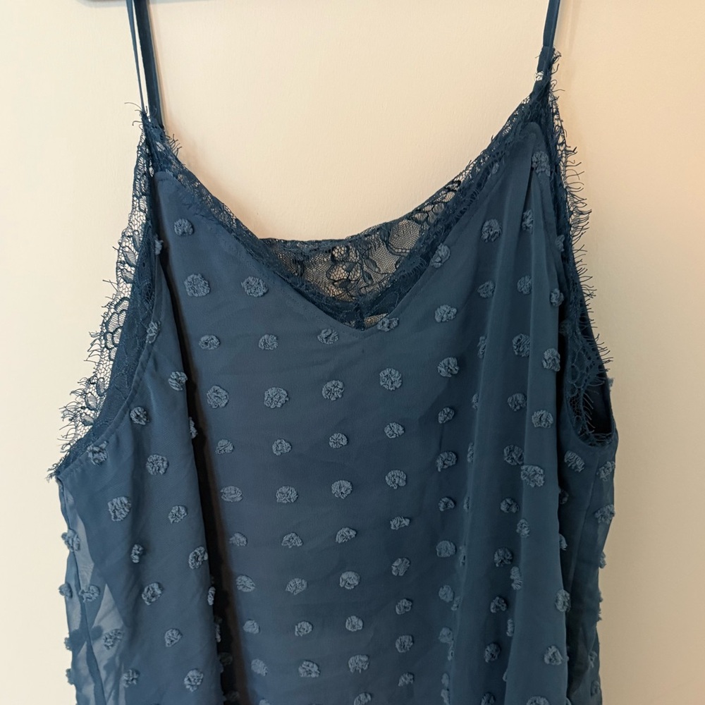 Sweet Navy Clipdot & Lace NWOT Tank